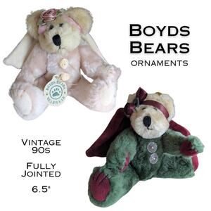 Boyds Bears Plush Angel Ornaments VTG 90s Lot of 2 Stella & Celestina Holiday